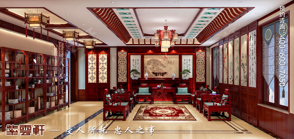 中式别墅装修中堂效果图