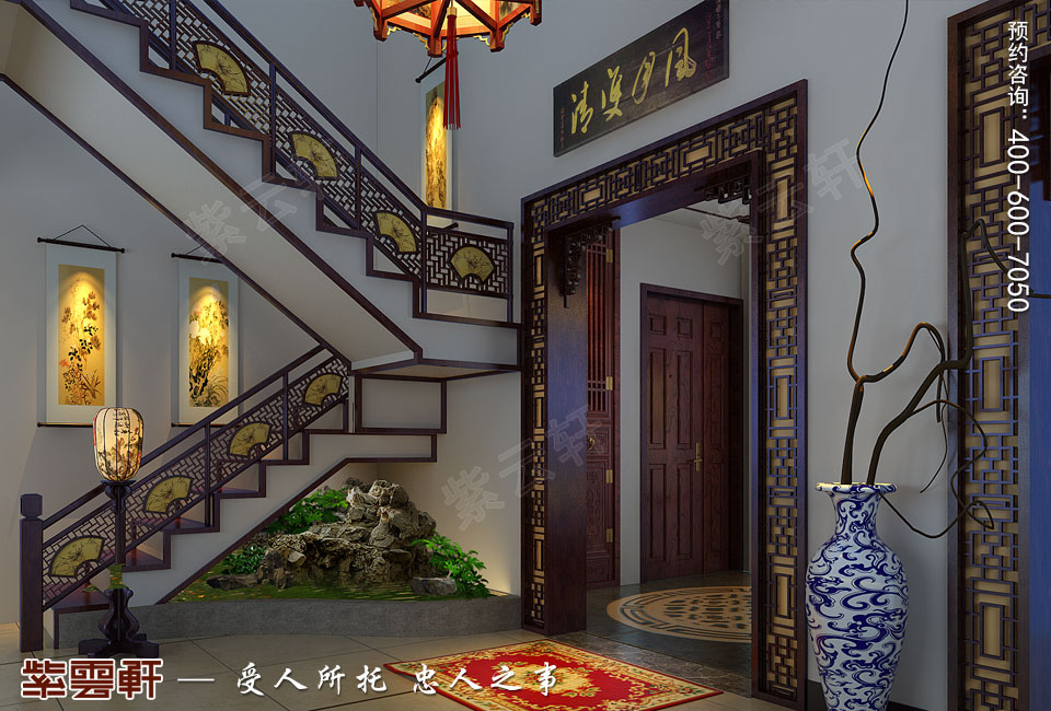 过厅简约复古中式风格效果图