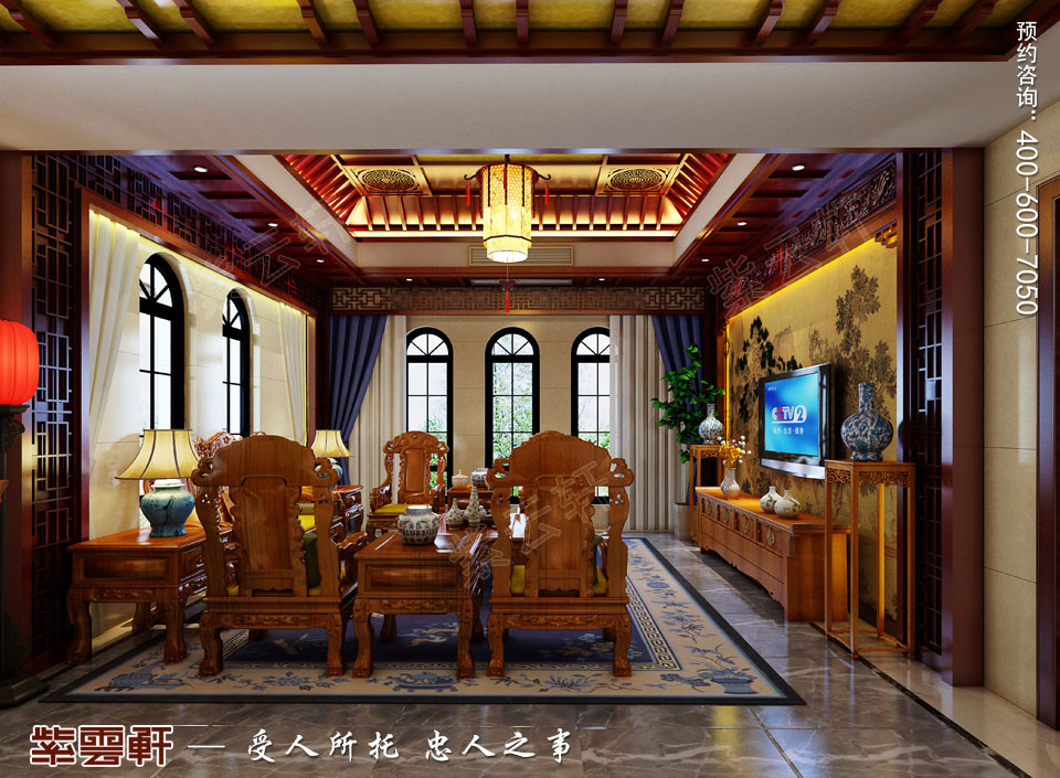 豪宅客厅古典中式装修风格设计