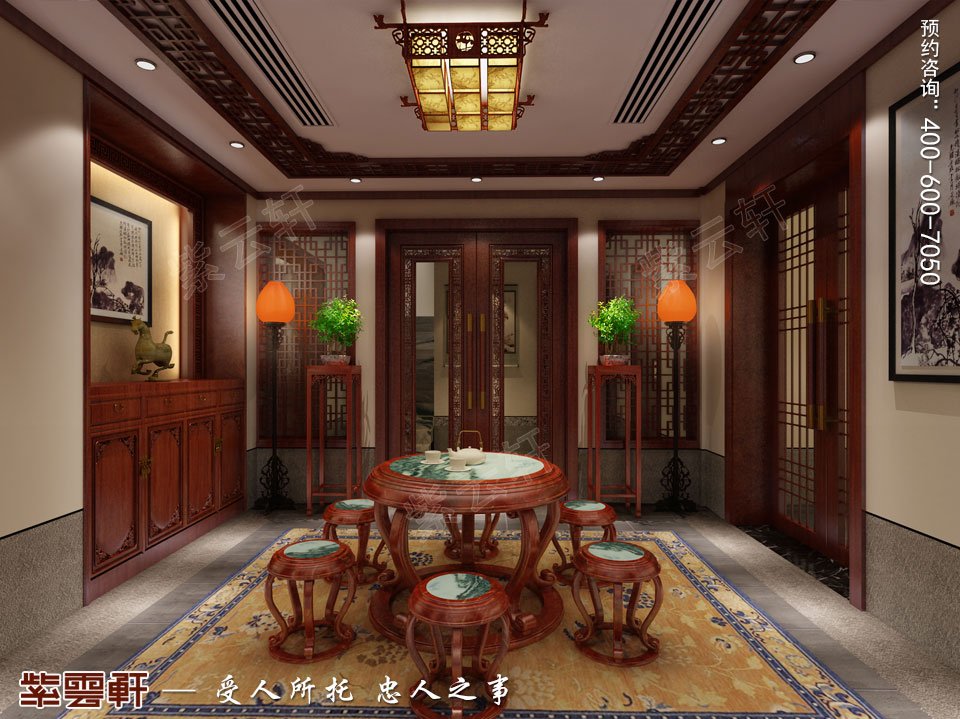 豪宅负一层茶室古典中式风格装修