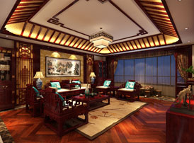 北京中式古典风格平层大宅装修效果图，高贵华美的生活品位