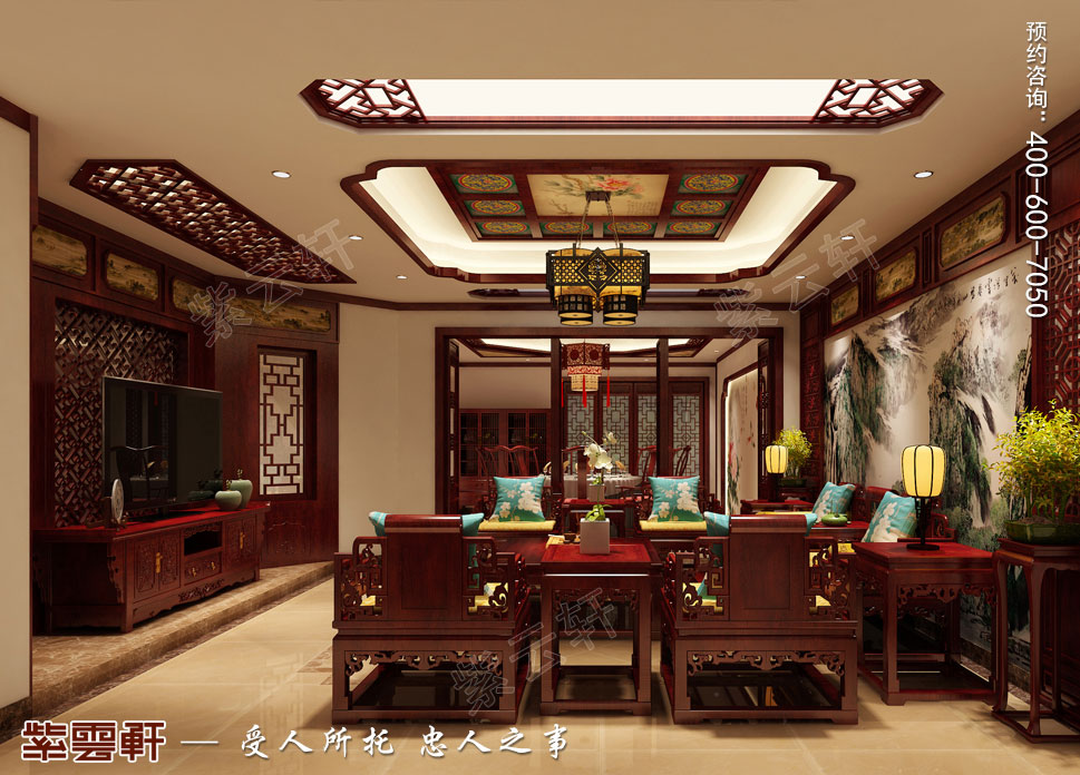 别墅客厅古典中式装修风格