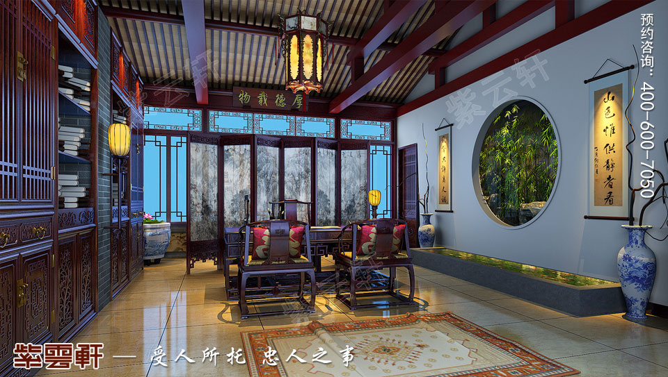 别墅茶室现代中式风格装修效果图
