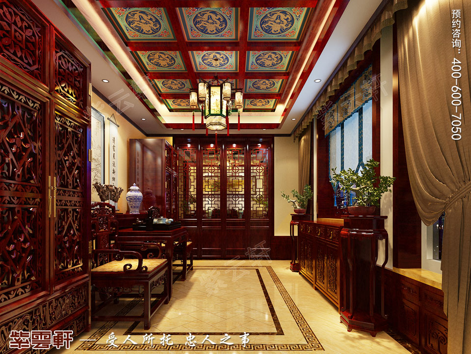 别墅门厅古典中式装修效果图