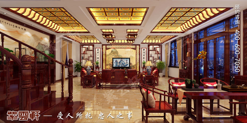 现代中式别墅客厅装修图片