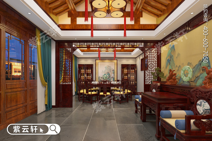 中式别墅装潢设计渲染温馨奢雅空间氛围