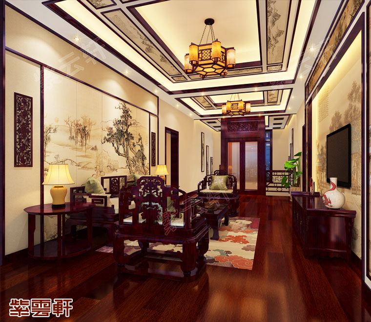 起居室<a href=http://www.bjzyxuan.com/ target=_blank class=infotextkey>中式装修效果图</a>