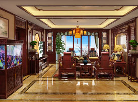 枣庄平层大宅简约古典中式风格，千里江山图运用到家居装修中的绝美之作