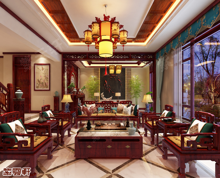 视觉和谐，精致典雅，古典中式客厅渗透到骨子的美
