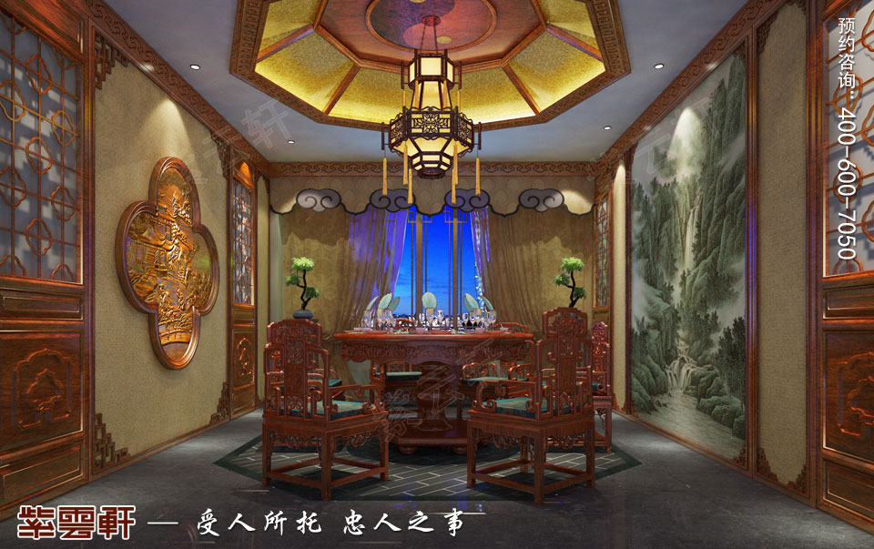 私人会所餐厅田园中式装修图