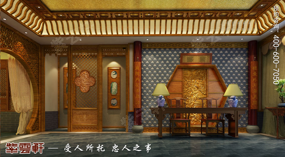 私人会所前台田园中式装修图