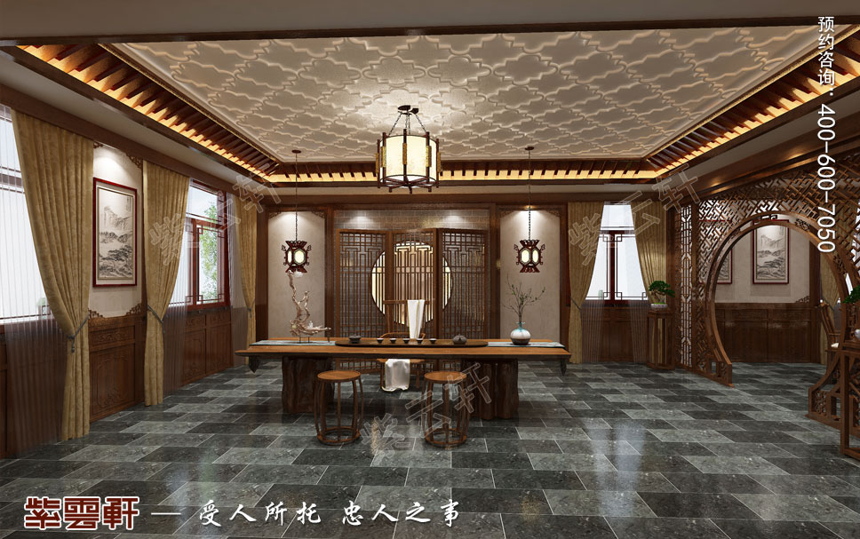 茶室现代中式装饰效果图